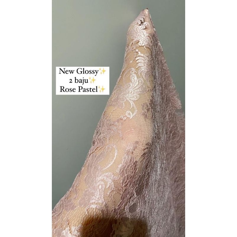 Bakal Kebaya Bahan Kain Brokat Pengantin Semi Italy Ysl Metalik Premium 2,5 Mtr