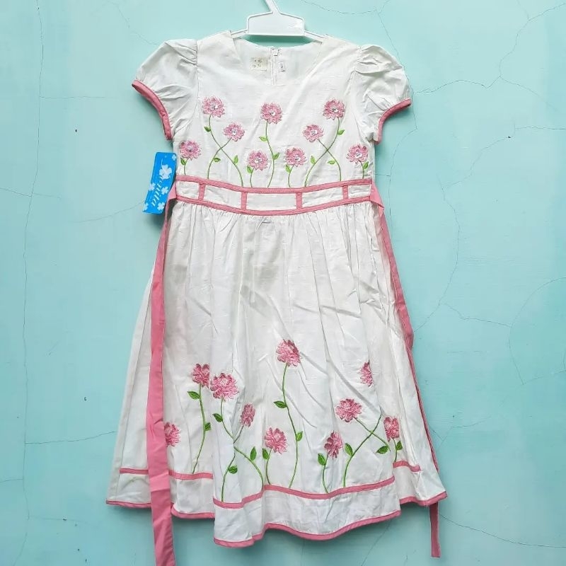 6-7 Tahun Donita Dress Pesta Anak Putih NEW WITH TAG