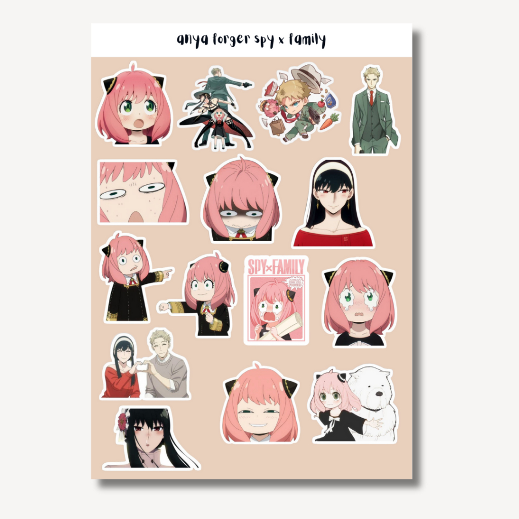 

Sticker anya forger spy × family sticker 17 pcs Uk. A5 A6 sticker anime aesthetic vinyl anti air waterproof Sticker Tumblr anime jepang dekorasi sticker anya forget kisscut