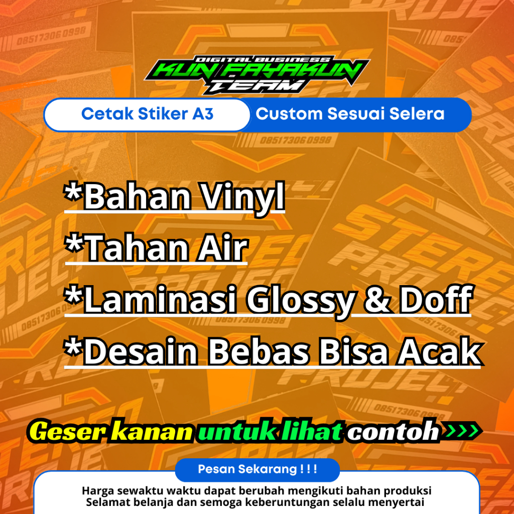 

Cetak Stiker A3+ Custom | Bisa untuk Brand, Komunitas, Kelas, Organisasi, Klub, Suporter, Sepakbola, Kopdar,