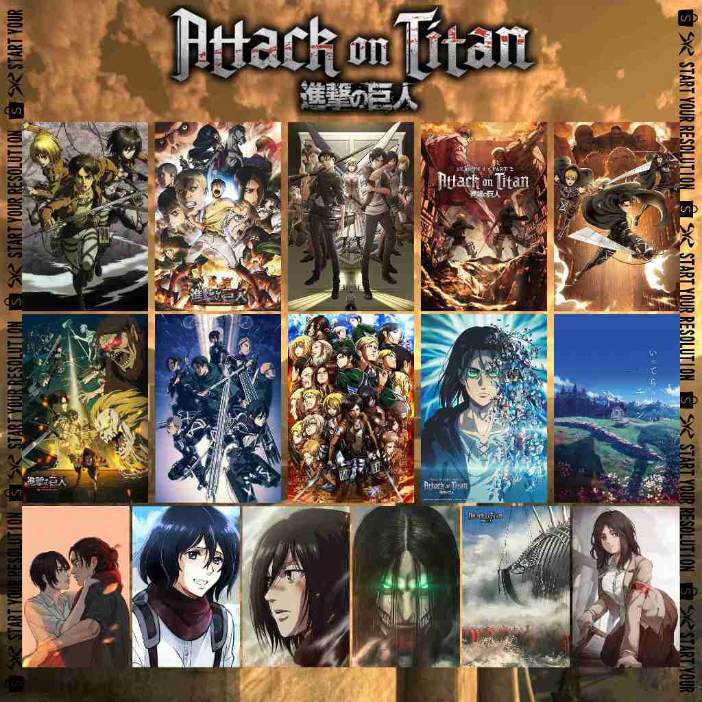 Poster Anime & Manga Attack on Titan / Shingeki No Kyojin / Aot / Eren Jaeger / Mikasa Ackerman | Ba