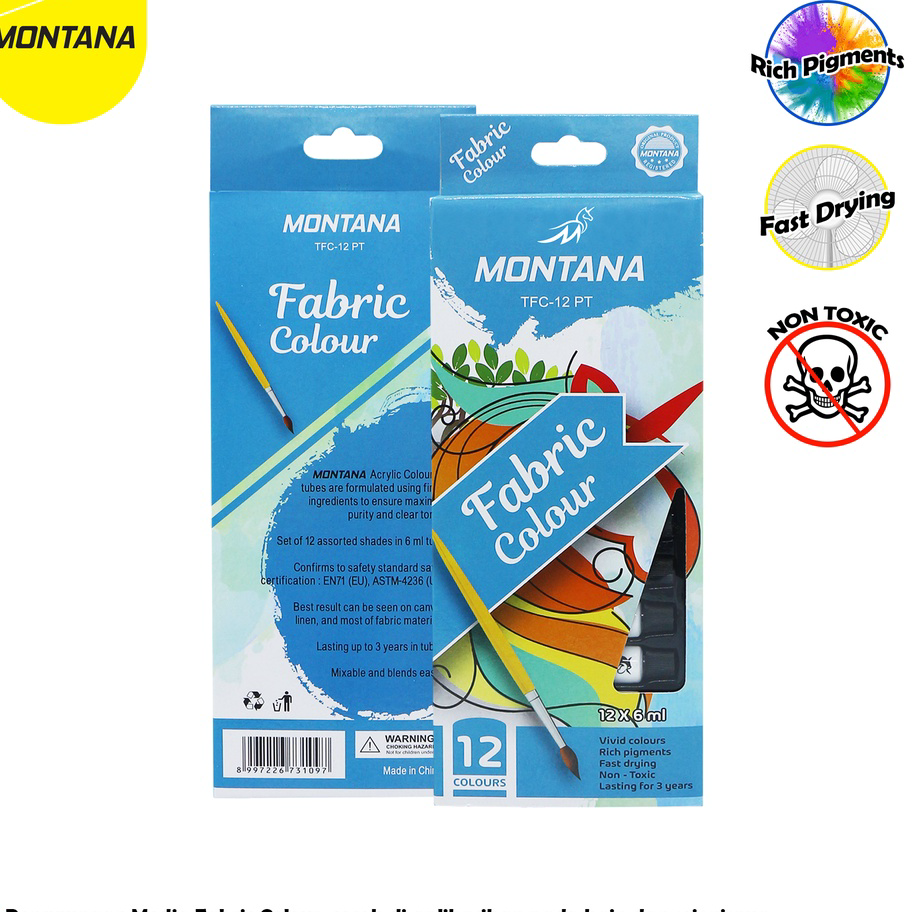 

Diskon Promo MurahMurahATK Fabric Color 12 Warna / Cat Kain Montana TFC-12 PT Ready
