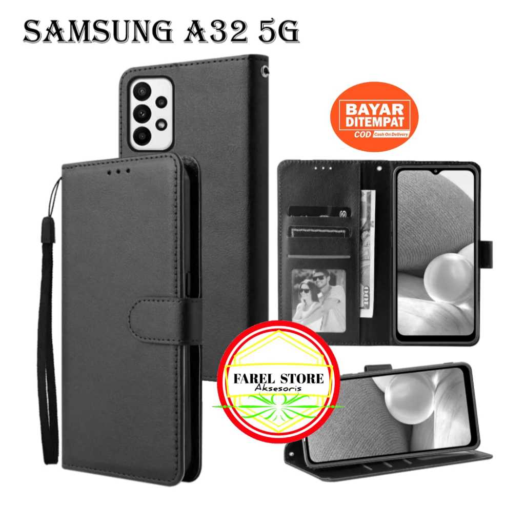 SAMSUNG GALAXY A32 5G FLIP LEATHER CASE PREMIUM-FLIP WALLET CASE KULIT UNTUK SAMSUNG GALAXY A32 5G -