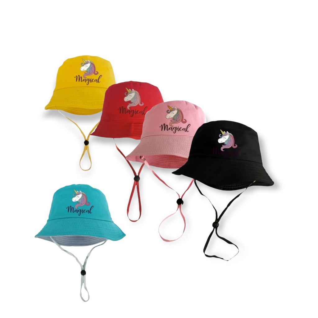 Topi anak topi bucket anak topi anak perempuan bulak balik Motif karakter kuda poni