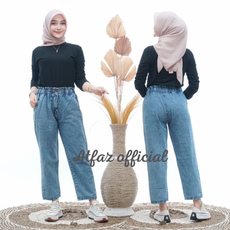 Celana Jeans Wanita Boyfriend//Baggypants Softjeans//Model Resleting Kancing//Tinggi Pinggang High W