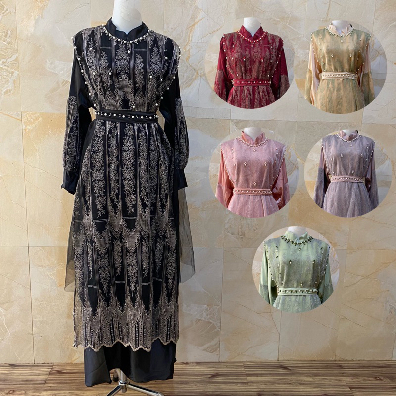 YUNA BUSANA - SABILLA PLISKET BRUKAT DRESS