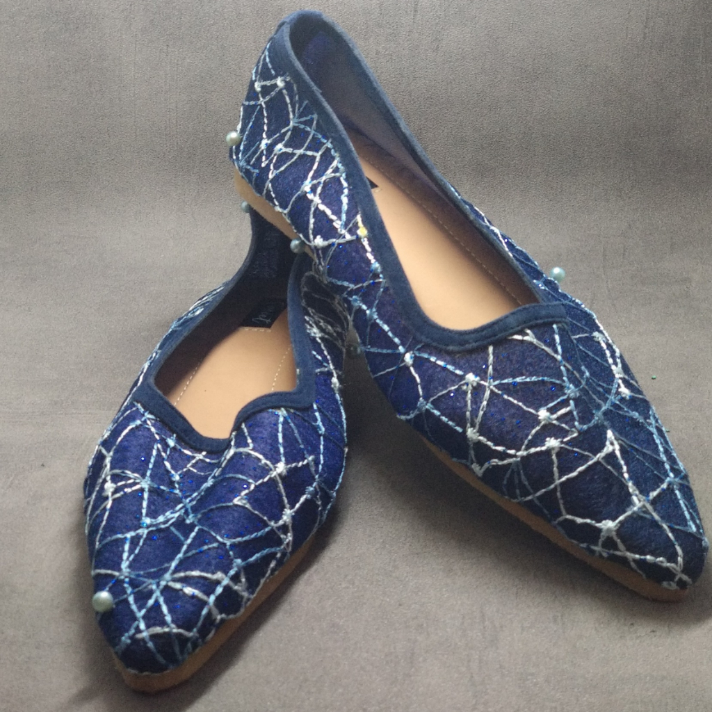 Women Flatshoes Sepatu Sandal Pesta dewasa Perempuan Wanita (Navy)