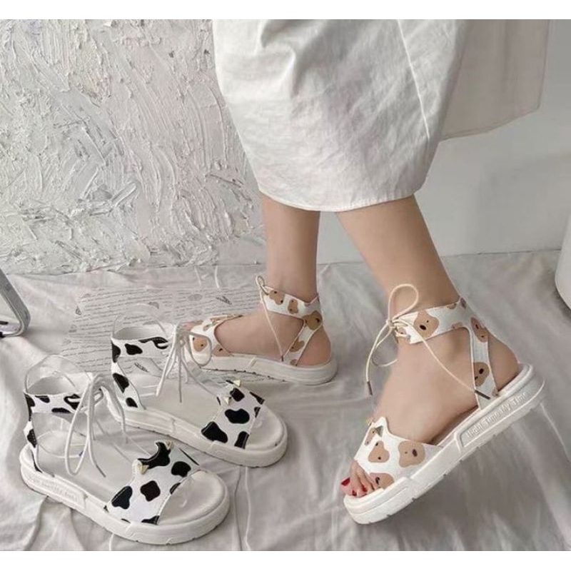 SANDAL WANITA KOREAN - MOTIF SAPI DAN TALI