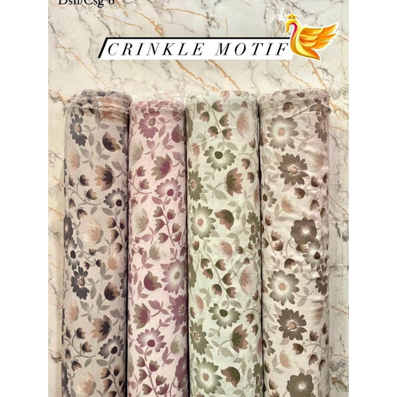 Kain Crinkle motif bunga sakura