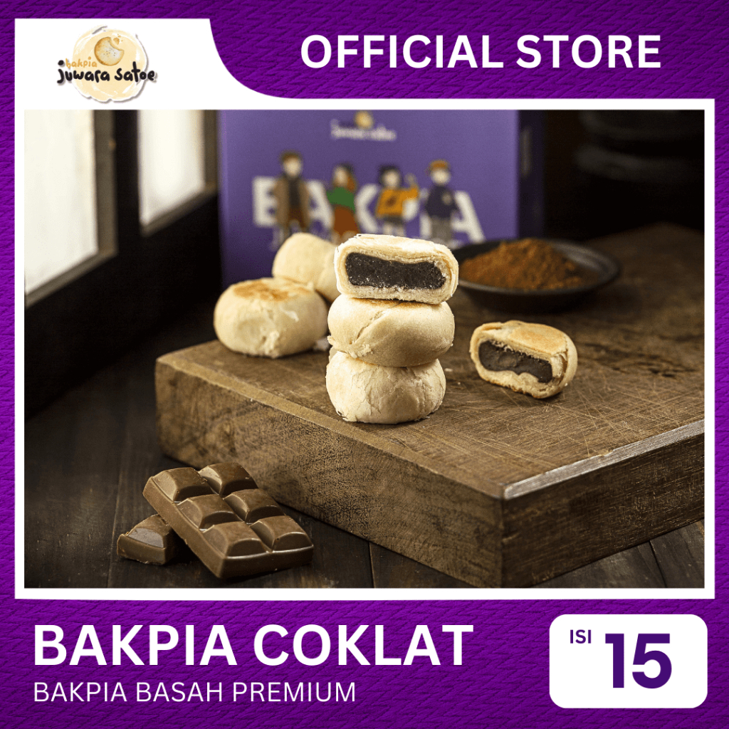 

[ ISI 15 ] BAKPIA BASAH COKLAT PREMIUM - JUWARA SATOE OLEH OLEH KHAS JOGJA