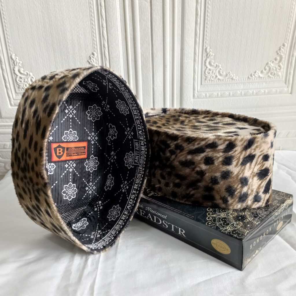 NEW TREND KOPIAH SONGKOK PECI MOTIF BULU MACAN LEOPARD HABIB BAHAR MODEL AC PREMIUM TINGGI 9 MURAH B