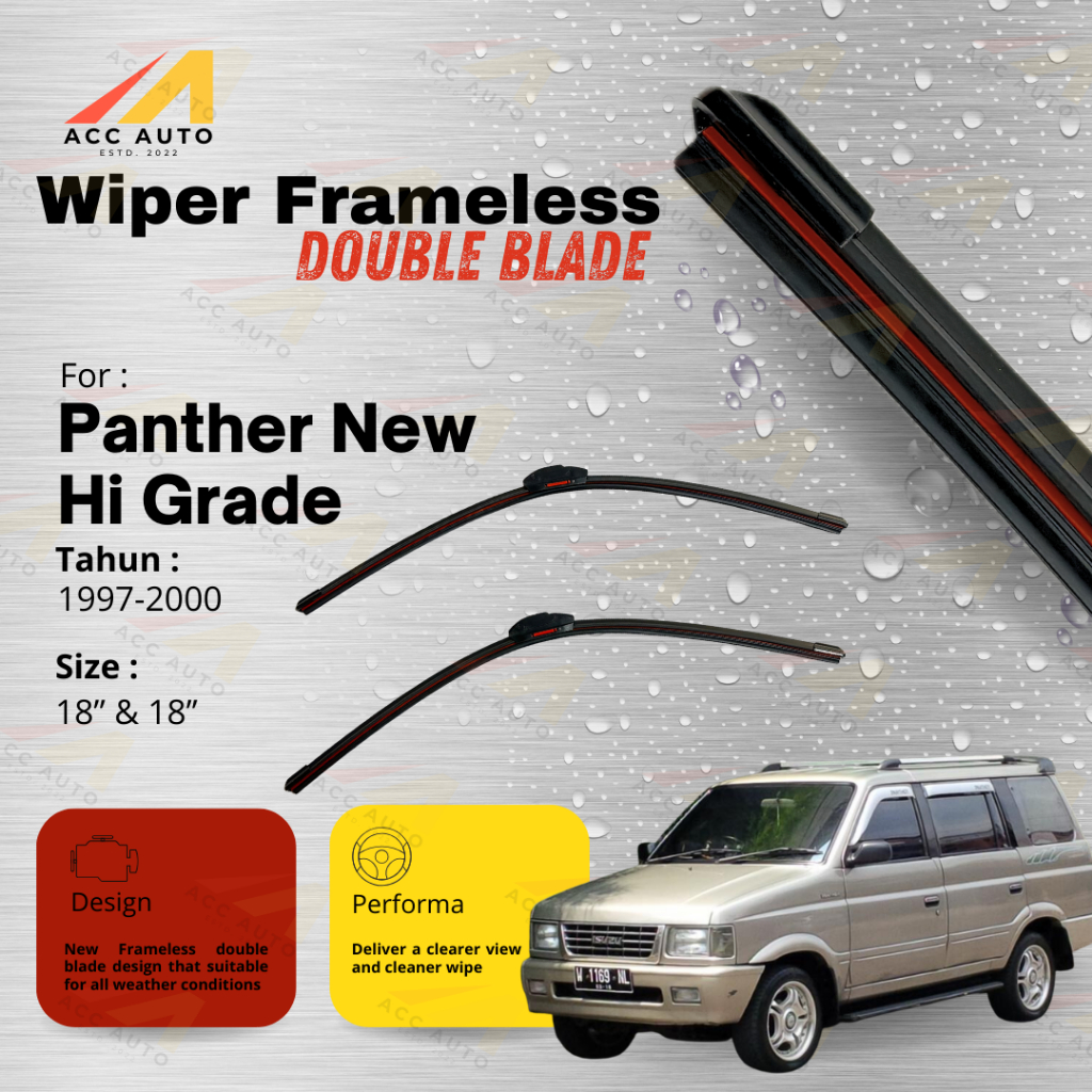 Wiper Frameless Double Blade Panther New Hi Grade Karet Kaca Silicon OEM