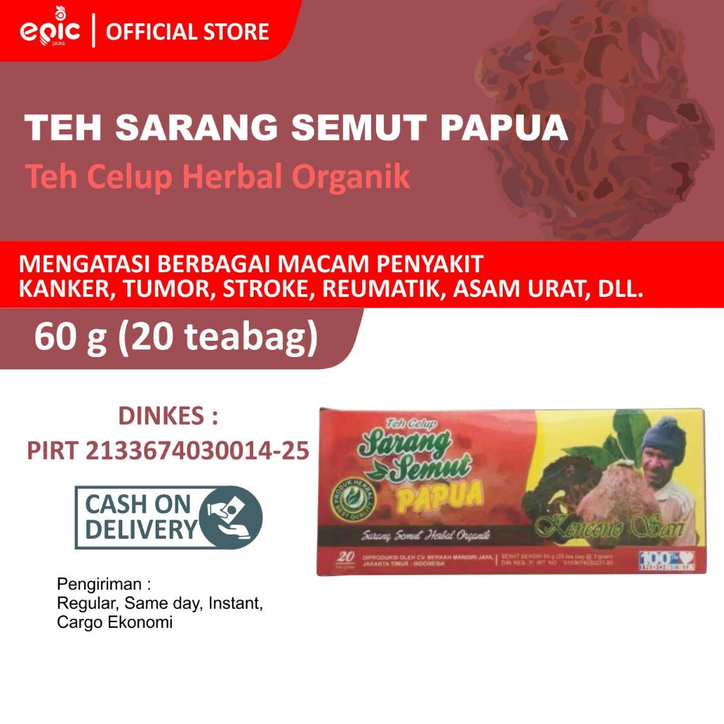 

Epicpicks Teh Celup Sarang Semut Papua Kencono Sari isi 20 teabag