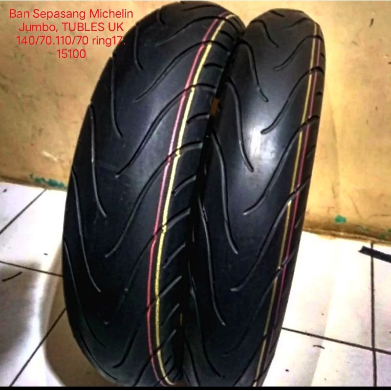 Ban Sepasang merek Mishelin Jumbo UK 140/70.100/80.120/70  ring17 Seken Copotan Tubles