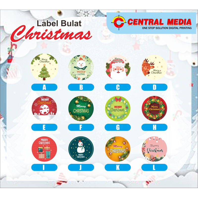 

Stiker bulat chromo natal christmas xmas