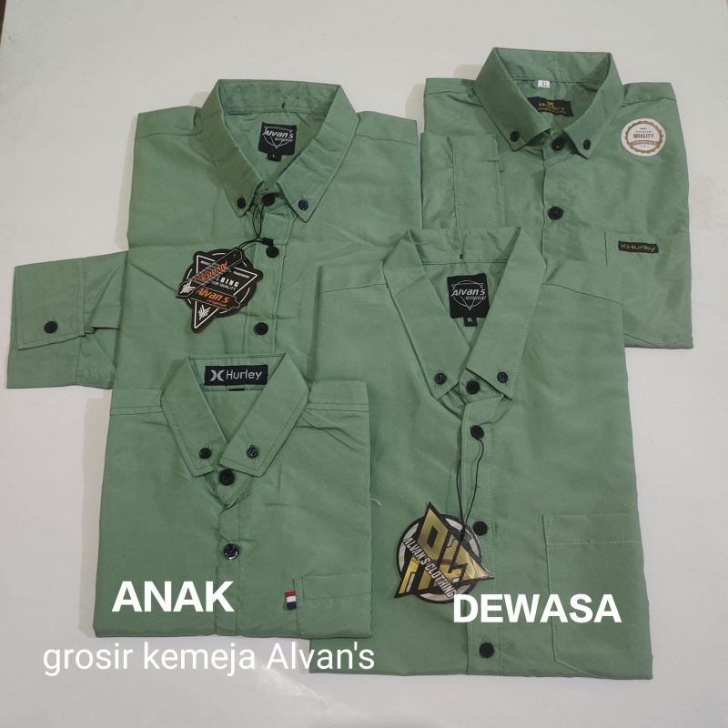 Kemeja polos pria hijau sage green panjang dan pendek COUPLE