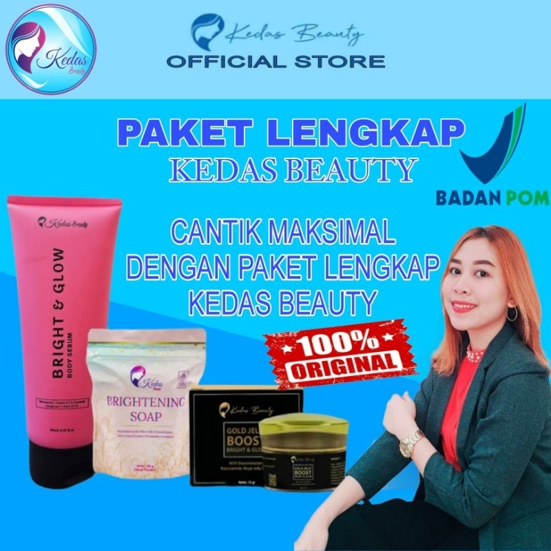 PAKET GLOWING/LENGKAP PAKET SABUN KEDAS BEAUTY ORIGINAL 100% BPOM SKINCARE pemutih wajah-pelembab wa