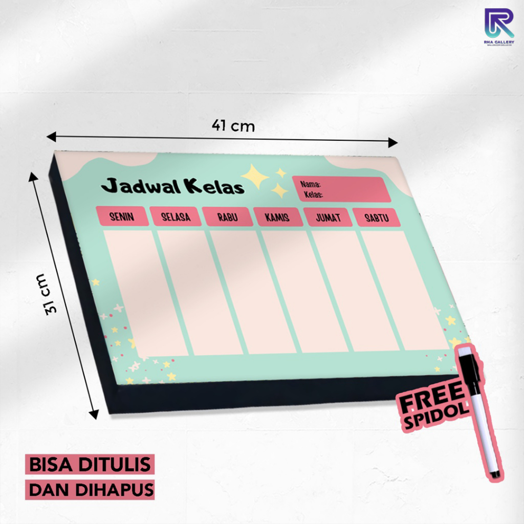 

RHA GALLERY Papan Tulis Kayu Sekolah Jadwal Kelas Planner Schedule Board Aesthetic 31x41 CM