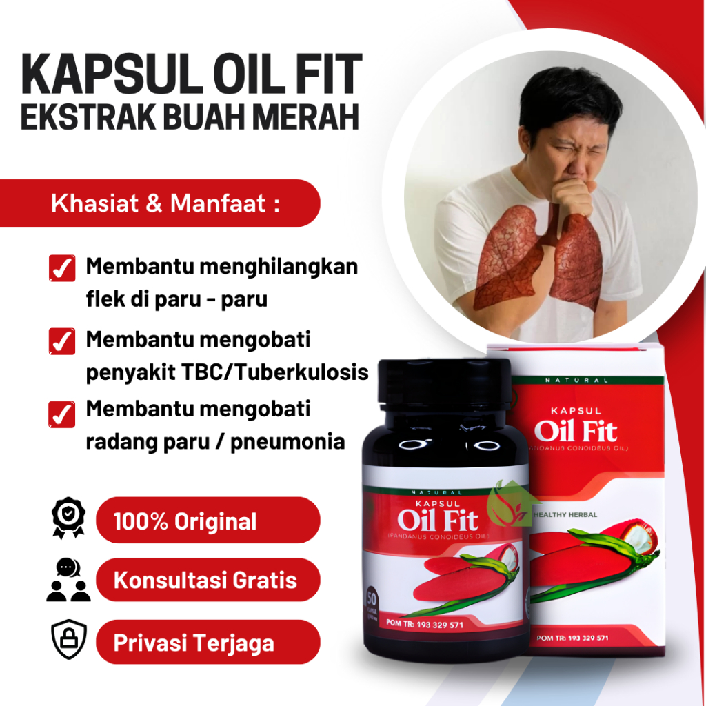 Obat Herbal Emfisema / Nafas Berat Akibat Sakit Paru Paru Kapsul Oil Fit Original