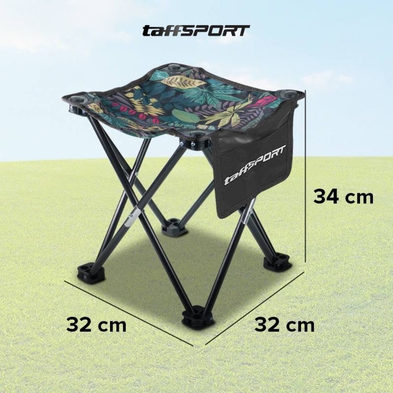 TaffSPORT Kursi Bangku Lipat Portable 32 x 32 x 34cm Outdoor Piknik Camping Mancing Portabel