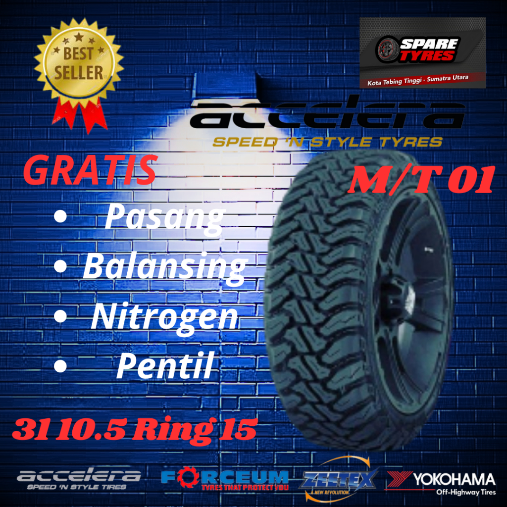 Ban Mobil Cangkul Ring 15 Ukuran 31 10,5 R15 Accelera M/T