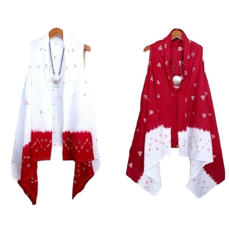Outer Jumputan Twotone / Vest Jumputan Batik Modern / Cardi Remaja Kekinian