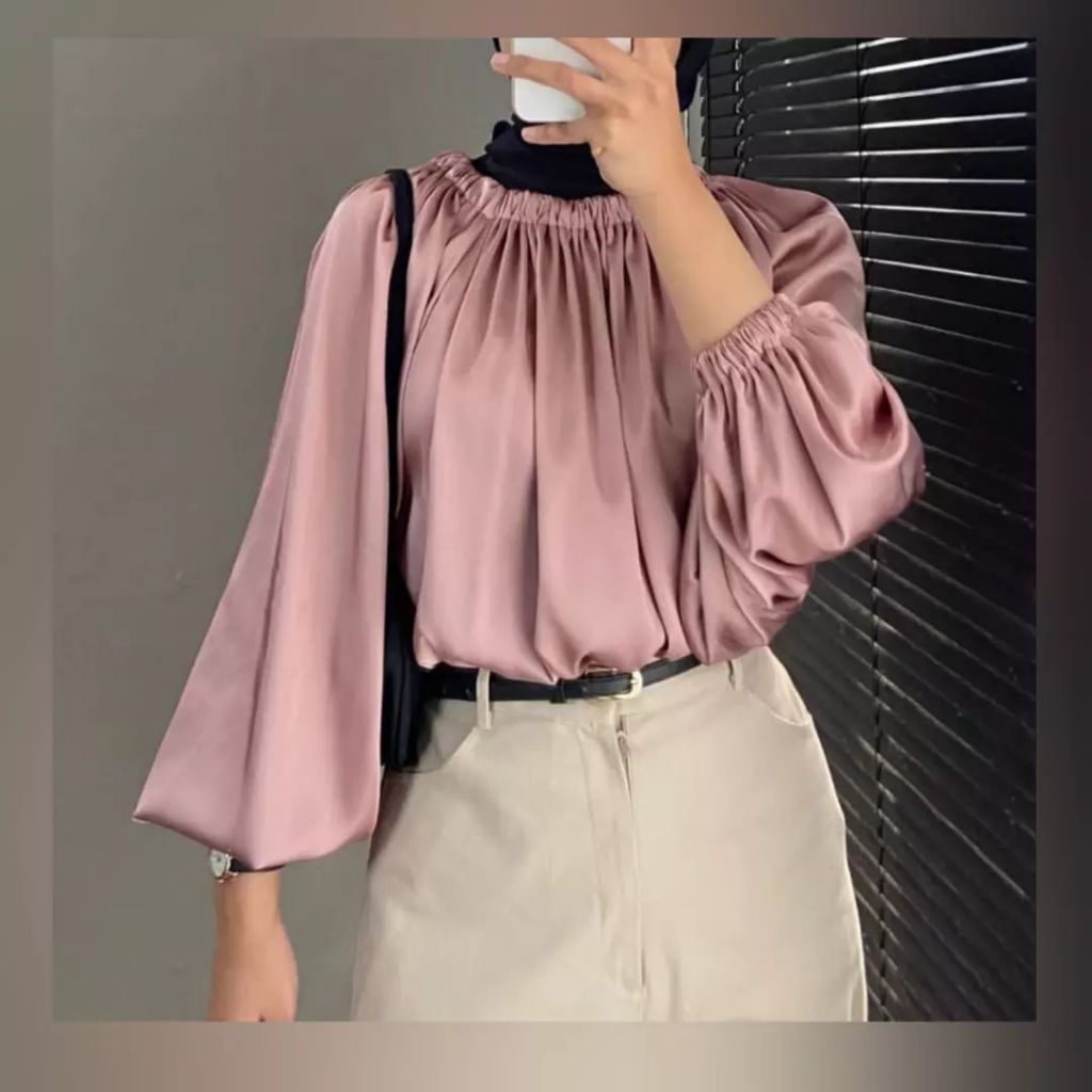Nayla Blouse Shimmer Premium Baju Atasan Wanita Jumbo Lengan Balon