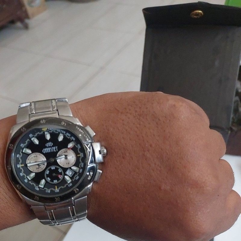 jam tangan original chronograph hannet mulus preloved second bekas