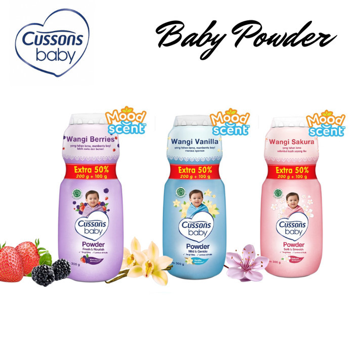 CUSSONS BABY POWDER BEDAK BAYI WANGI SAKURA, VANILLA & BERRIES