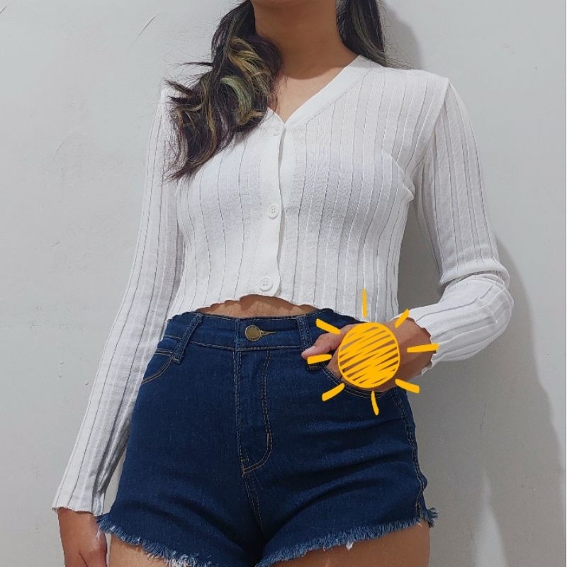 cardigan crop top putih