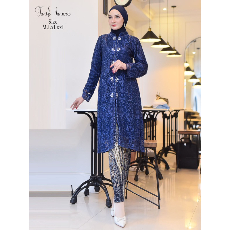 (COD) SETELAN TUNIK INARA /TUNIK TERBARU /TUNIK KONDANGAN/TUNIK PESTA/BAJU TUNIK WANITA /SET KEBAYA 