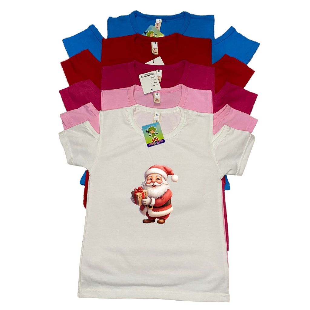 kaos oblong lengan sabrina anak perempuan santa claus / baju atasan model sabrina natalan / pakaian 
