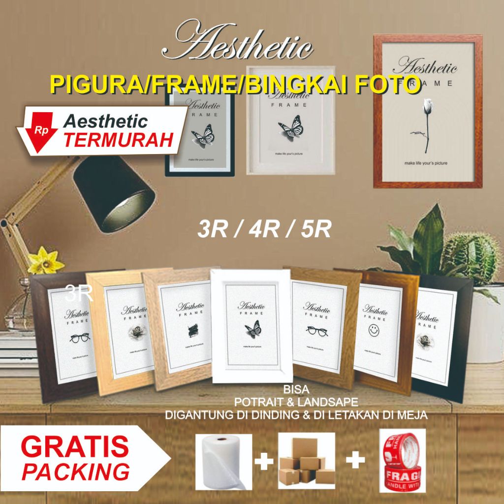 Pigura / Frame / Bingkai Foto 3R / 4R /5R Aesthetic Murah Presisi