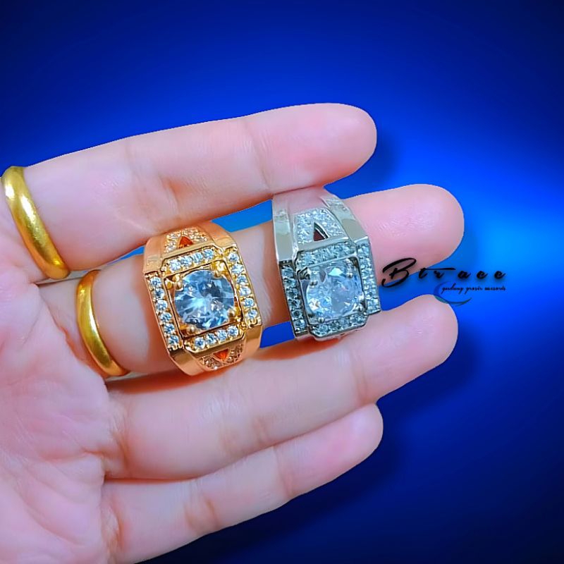 Cincin pria dewasa batu berlian mewah elegant