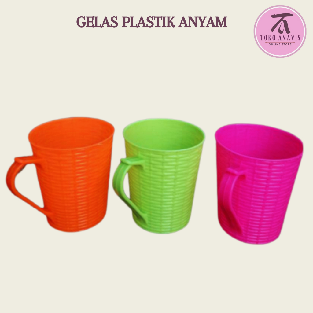 CANGKIR PLASTIK/GELAS PLASTIK ANYAM REIVO BESAR
