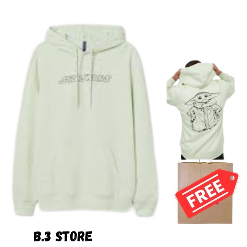 Hoodie Jaket HM StarWars Yoda Green Mint Sweater Hoodie Pria Wanita Fulltag