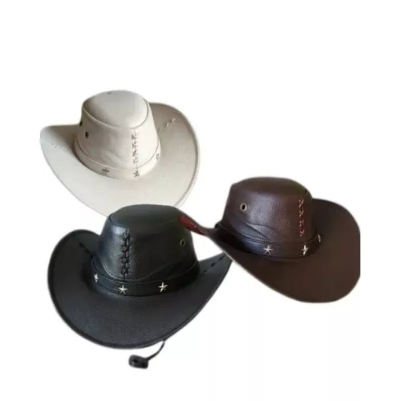 Topi Laken Koboy kulit Sapi Garut