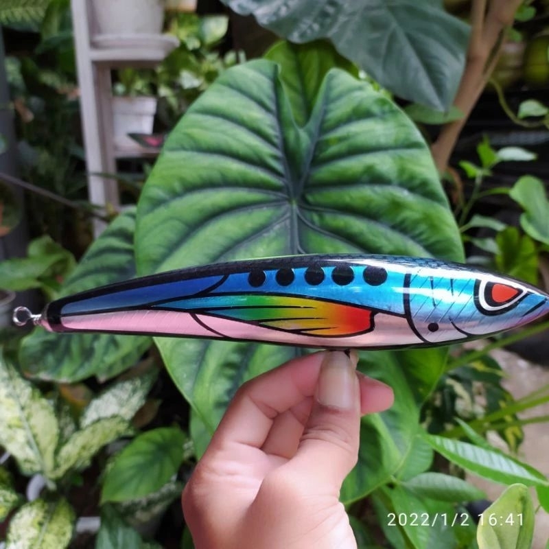 LURE CASTING POPPING GT, STIKBAIT KAYU COATH RESIN, UMPAN CASTING GT, MACAREL, TALANG, MAHI