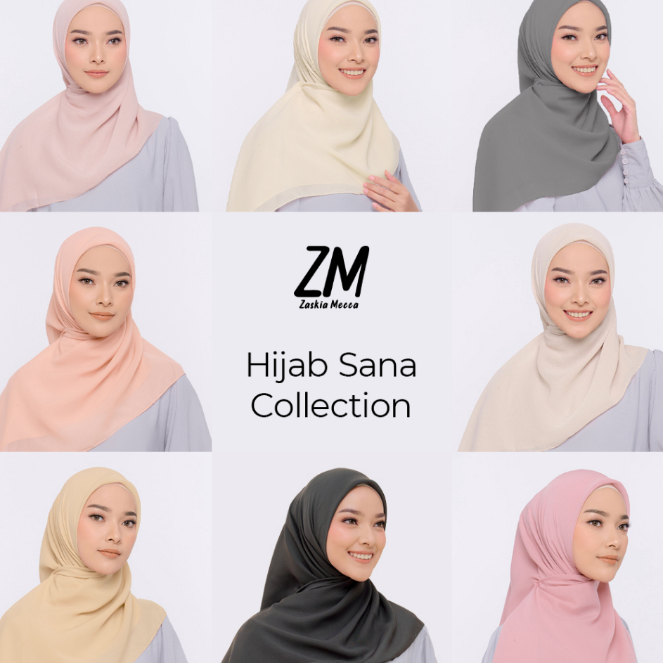 ➪➽✳✧ Bazar Raya ZM Zaskia Mecca - Sana Hijab Polos - Kerudung Segi Empat