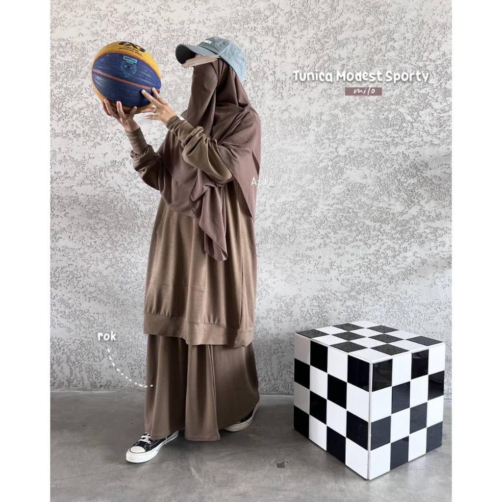 Cuci Gudang  Tunica Modest Sporty Azda Tunik Set Rok Kulot Olahraga Setelan Baju Olahraga Wanita