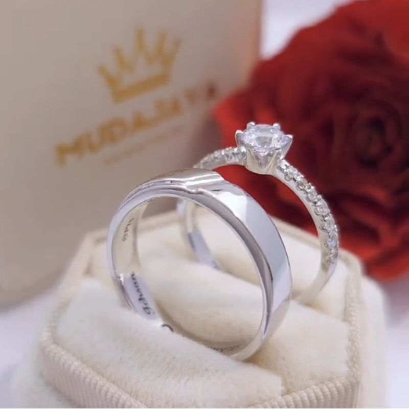 couple engagement ring sterling silver 925