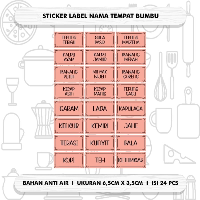 

Stiker Label Tempat Bumbu Dapur Label Nama Tempat Bumbu Sticker Label Tempat Bumbu Dapur Anti Air