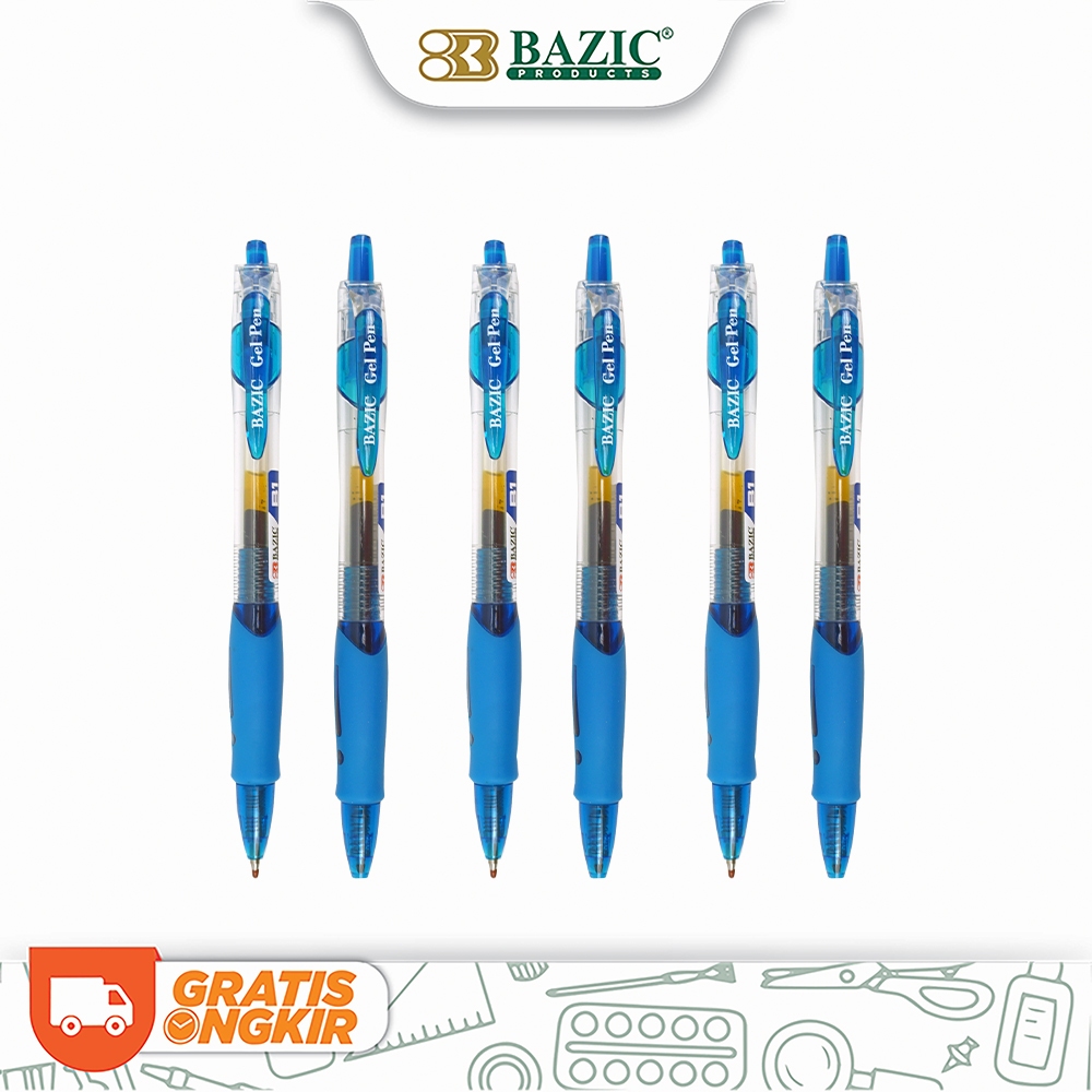 

Bazic Gel Pen B1 Blue - Pulpen Gel / Pen Cetek Tinta Biru Satuan