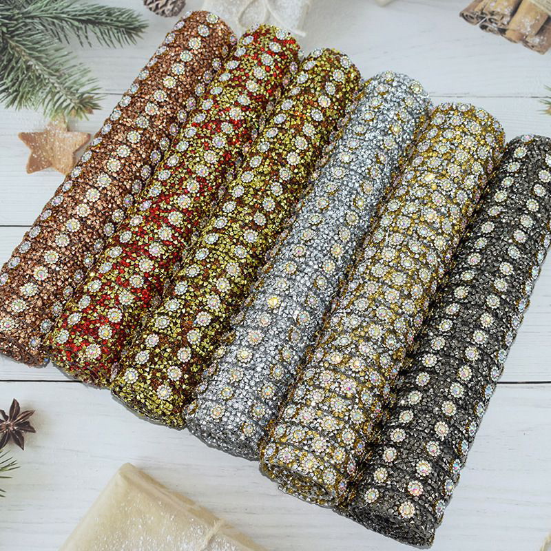 Tikar setrika Payet kristal bunga rhinestone diamond acak gosok lembaran 22x40 cm (Aksesoris Tikar D