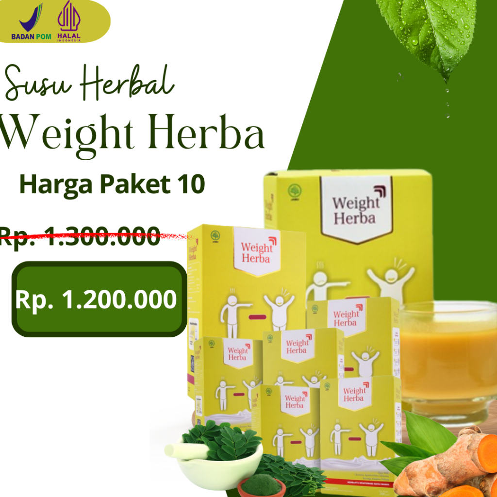

Susu Weigh Herba- Paket 10 Box Lebih Hemat, Susu penambah berat badan, menambah nafsu makan