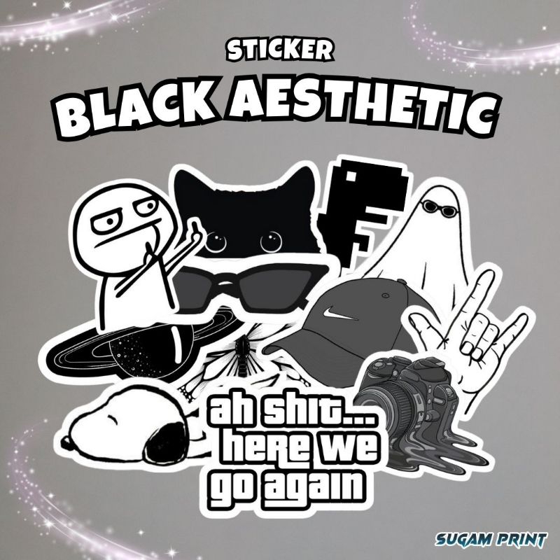 Sticker "Black Aesthetic" || Sticker Scrapbook, Notebook, HP, Helm, Laptop, Koper, dll