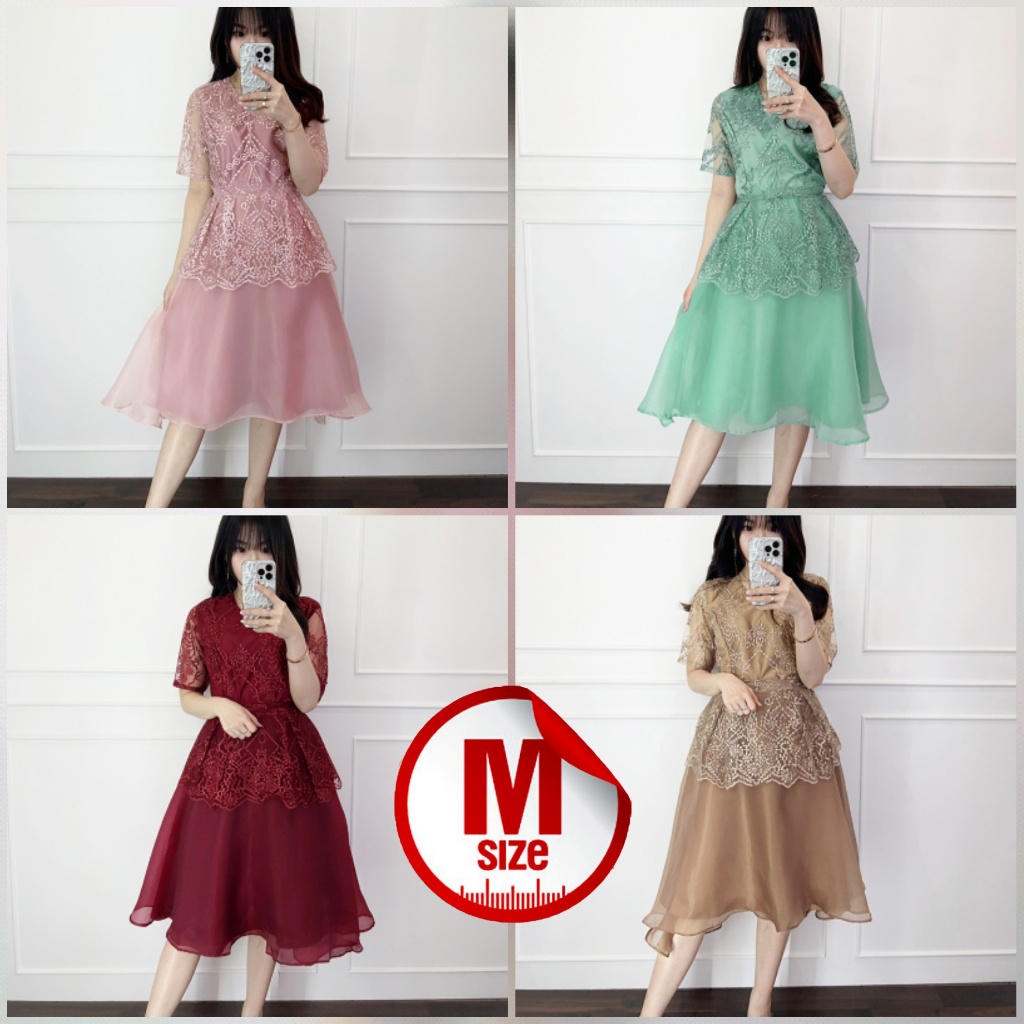 BAJU DRESS PANJANG SELUTUT WANITA DEWASA IMPORT PREMIUM BAHAN BROKAT MIX TILE MUTIARA MEWAH SLETING 