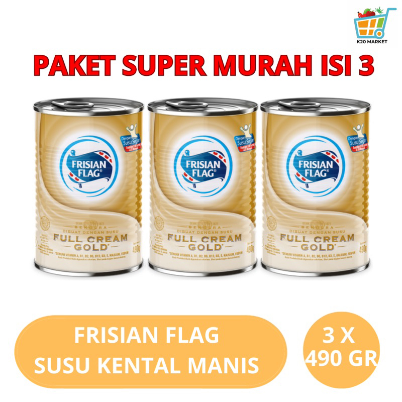 

Frisian Flag Susu Kental Manis Full Cream GOLD isi 3 x 490 Gram