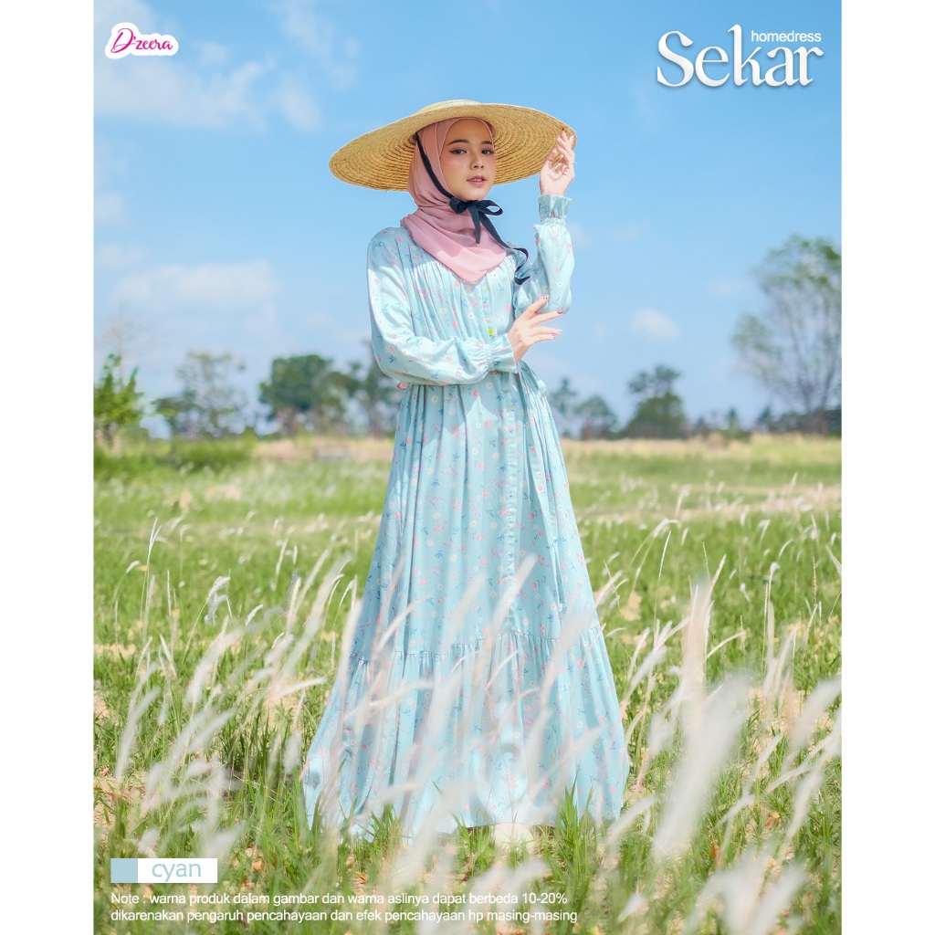 DZEERA - SEKAR HOMEDRESS / gamis wanita muslimah rayon motif bunga kekinian