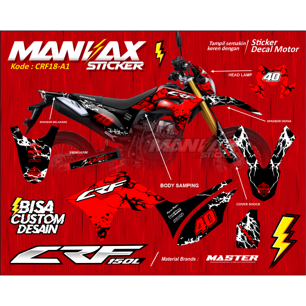 Decal motor CRF 150 L Fullbody / Aksesoris Sticker Decal CRF 150 L Venom